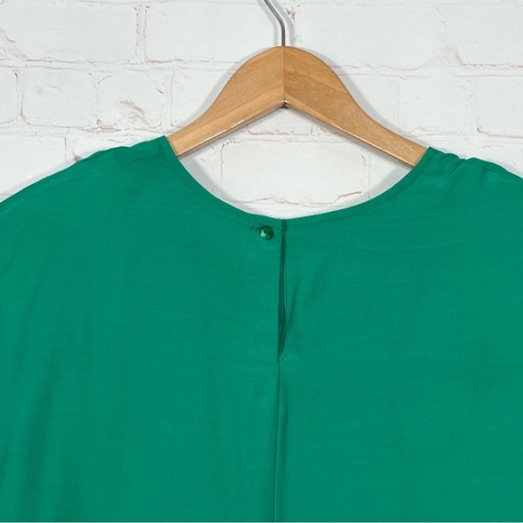 Vintage Talbots 80s Blouse Top Womens Size 16 Green Short Sleeve Shoulder Pads - Picture 8 of 9